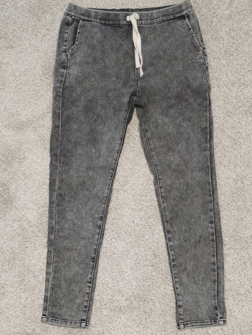 easel Gray Washed Skinny Jeggings with Drawstring